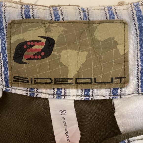 Sideout Mens Shorts Sz 32 Khaki Green  100% Cotton Mid-rise 274C - Picture 4 of 5
